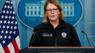 Administrator of the U.S. Federal Emergency Management Agency, Deanne Criswell, speaks during a press briefing at the White House in Washington, U.S., September 26, 2024. 