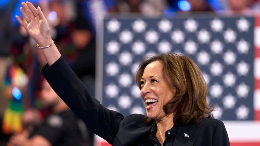 Vice President and Democratic presidential candidate Kamala Harris arrives for a campaign event at the Dort Financial Center in Flint, Michigan, October 4, 2024. 