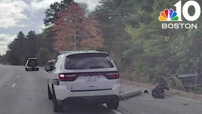 Video shows NH police officer hit by fallen telephone pole