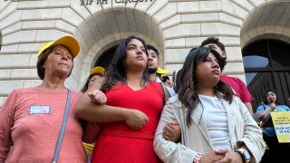 DACA supporters rally outside the 5th Circuit Court of Appeals in New Orleans on Thursday, Oct. 10, 2024, following a hearing on the future of the policy granting hundreds of thousands temporary legal status to stay in the U.S.