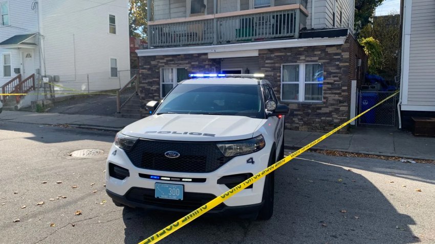 Police outside a home in Earle Street in Central Falls, Rhode Island on Oct. 24, 2024.