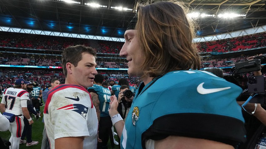 Patriots quarterback Drake Maye and Jaguars quarterback Trevor Lawrence