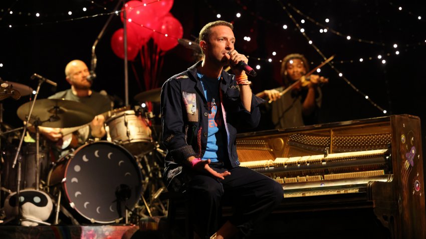 SATURDAY NIGHT LIVE — Episode 1866 — Pictured: Musical guest Coldplay performs on Saturday, October 5, 2024 — (Photo by: Will Heath/NBC via Getty Images)