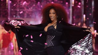 Tyra Banks walks the runway for the Victoria's Secret Fashion Show.