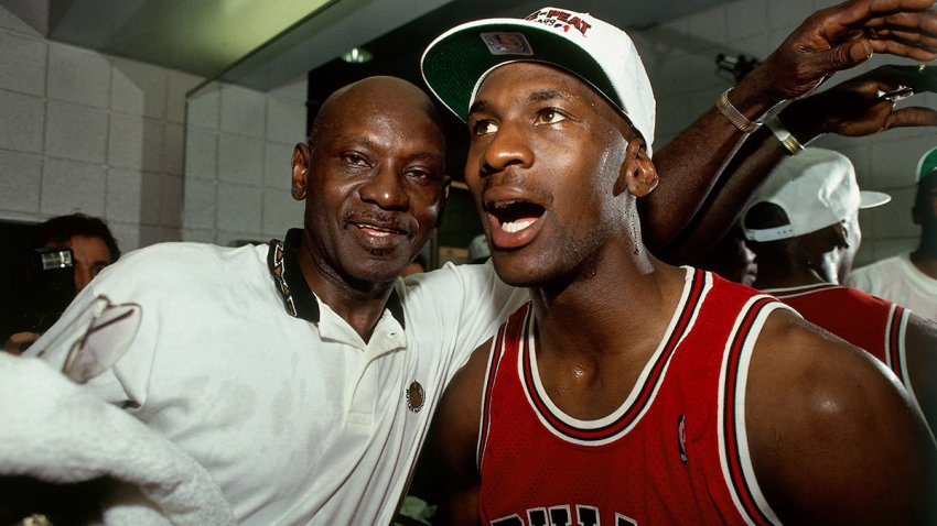 Michael Jordan with his father, James, in Phoenix, on June 20, 1993.