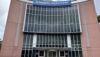 St. Elizabeth’s Medical Center in Brighton is now part of Boston Medical Center. Signage that indicated the hospital was part of Steward has been taped-over.