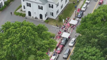 Supporters of Karen Read demonstrating several blocks from Norfolk Superior Court in Dedham, Massachusetts, during her trial.