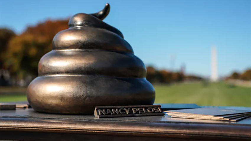 An art installation depicting feces on former House Speaker Nancy Pelosi's desk.