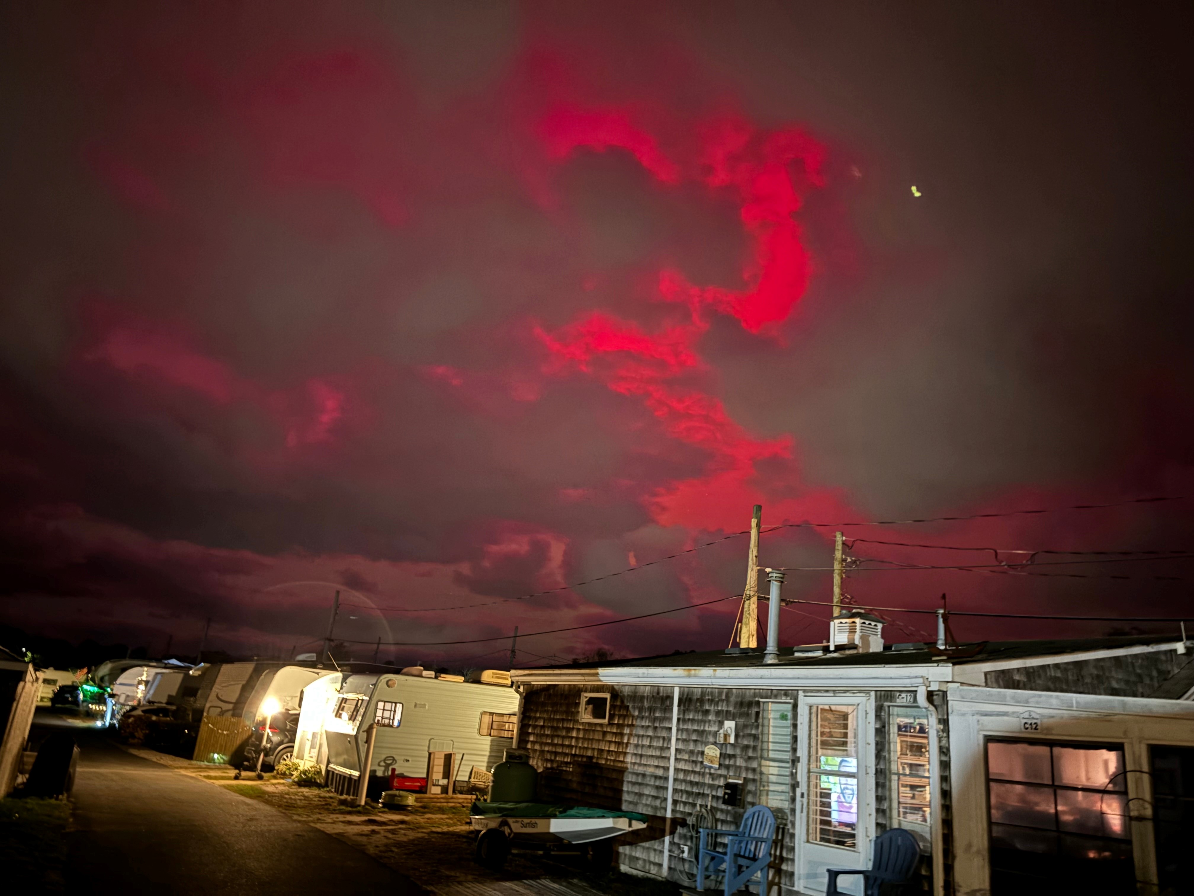 Northern lights over Campers Haven in Dennis Port, Massachusetts.