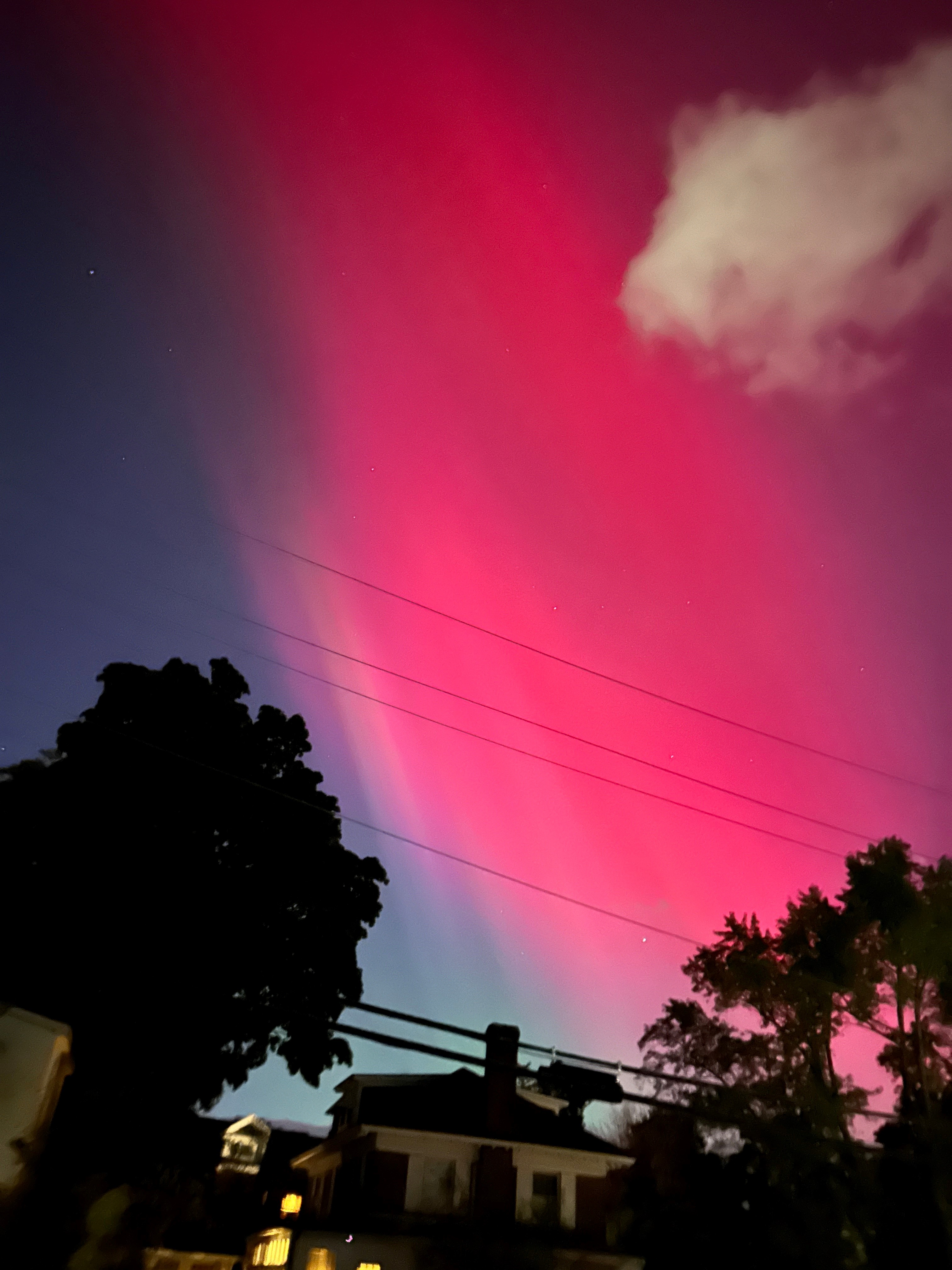 Aurora borealis over Lowell, Massachusetts.