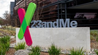 Signage at 23andMe headquarters in Sunnyvale, California, U.S., on Wednesday, Jan. 27, 2021.