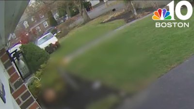 Fiery crash into front lawn caught on camera in Andover