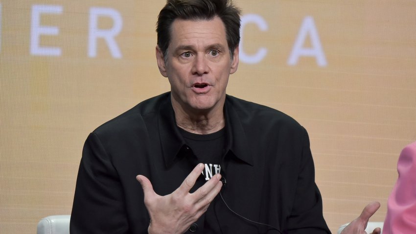 Jim Carrey participates in the Showtime “Kidding” panel during the Summer 2019 Television Critics Association Press Tour at the Beverly Hilton Hotel on Friday, Aug. 2, 2019, in Beverly Hills, Calif.