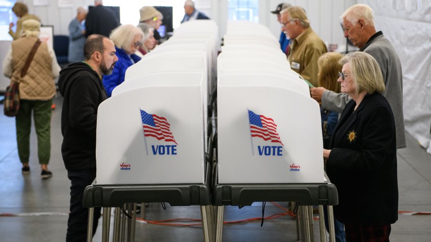 Voters make selections at their voting booths