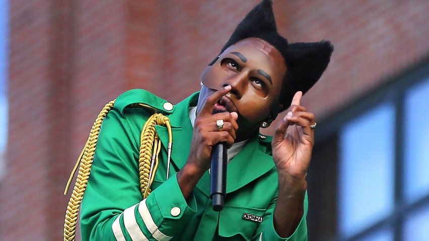 Boston, MA – October 31: Tyler the Creator performs at Lovejoy Wharf. (Photo by John Tlumacki/The Boston Globe via Getty Images)