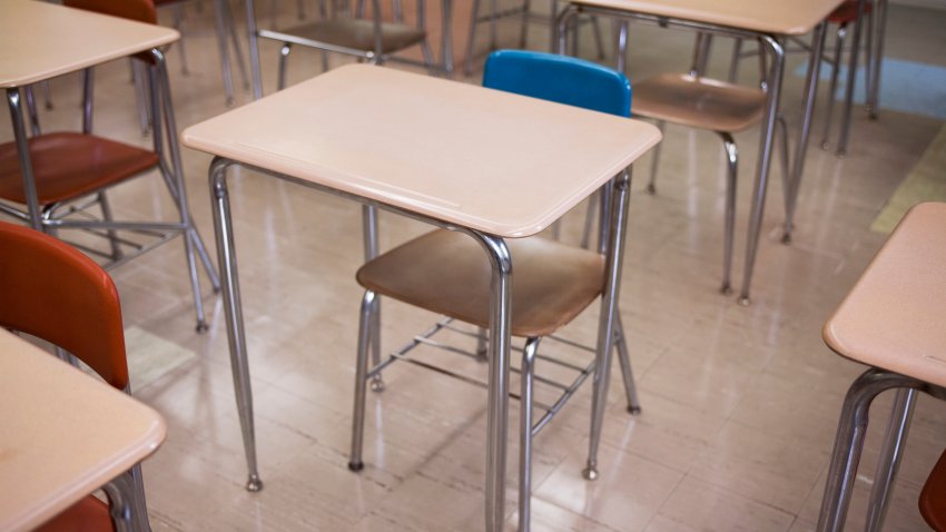 Empty Desks and Chairs in Classroom II