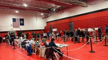 Long lines for voting in Newmarket, New Hampshire, Tuesday.
