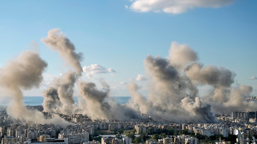 Smoke rises following an Israeli airstrike on Dahiyeh, in Beirut, Lebanon, Nov. 26, 2024.