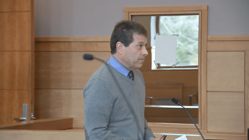 Amesbury City Councilor Steve Stanganelli in court on Monday, Nov. 4, 2024, to face a charge of disorderly conduct.