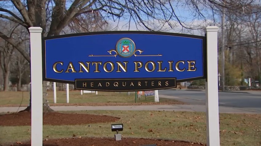 A sign outside the headquarters of Massachusetts' Canton Police Department