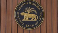 A sign for the Reserve Bank of India (RBI) sign is displayed inside central bank’s headquarters in Mumbai, India.