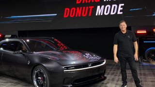 Dodge CEO Tim Kuniskis unveils the Charger Daytona SRT concept electric muscle car in Pontiac, Michigan, Aug. 17, 2022.