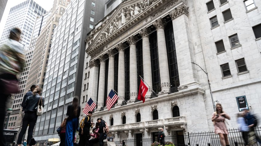 An exterior view of the New York Stock Exchange on September 18, 2024 in New York City. 