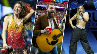 From left: Shakira, Post Malone and Tate McRae, who are all slated to play major concerts in Boston in 2025.