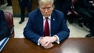 Former President Donald Trump waits for the start of proceedings in Manhattan criminal court, Tuesday, April 23, 2024, in New York.