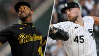 Pirates reliever Aroldis Chapman and White Sox starter Garrett Crochet