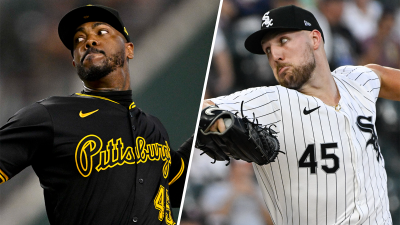 Pirates reliever Aroldis Chapman and White Sox starter Garrett Crochet