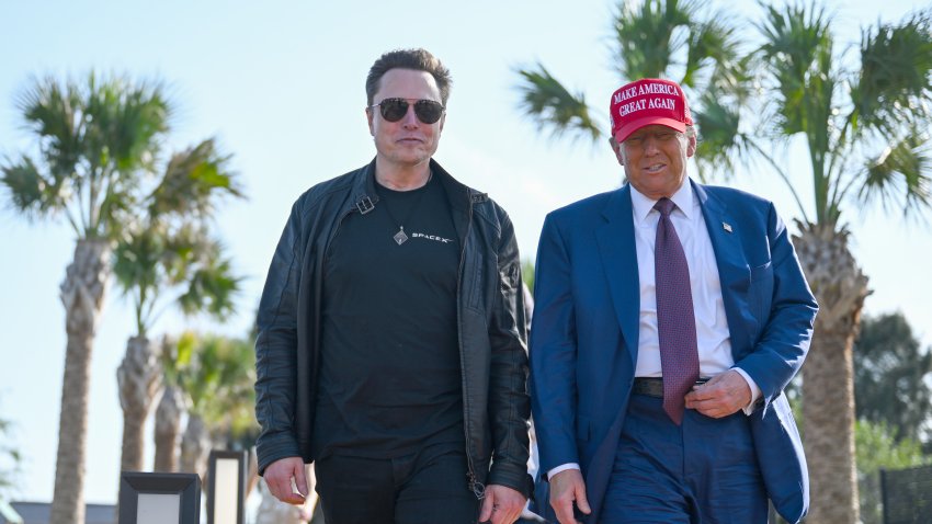 President-elect Donald Trump greets Elon Musk