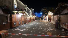 20 December 2024, Saxony-Anhalt, Magdeburg: A view of the cordoned-off Christmas market in Magdeburg. A driver drove into a group of people at the Christmas market in Magdeburg. Photo: Heiko Rebsch/dpa (Photo by Heiko Rebsch/picture alliance via Getty Images)