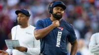 Patriots head coach Jerod Mayo and defensive coordinator DeMarcus Covington