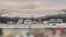 The Norman Rockwell painting "Stockbridge Main Street at Christmas"