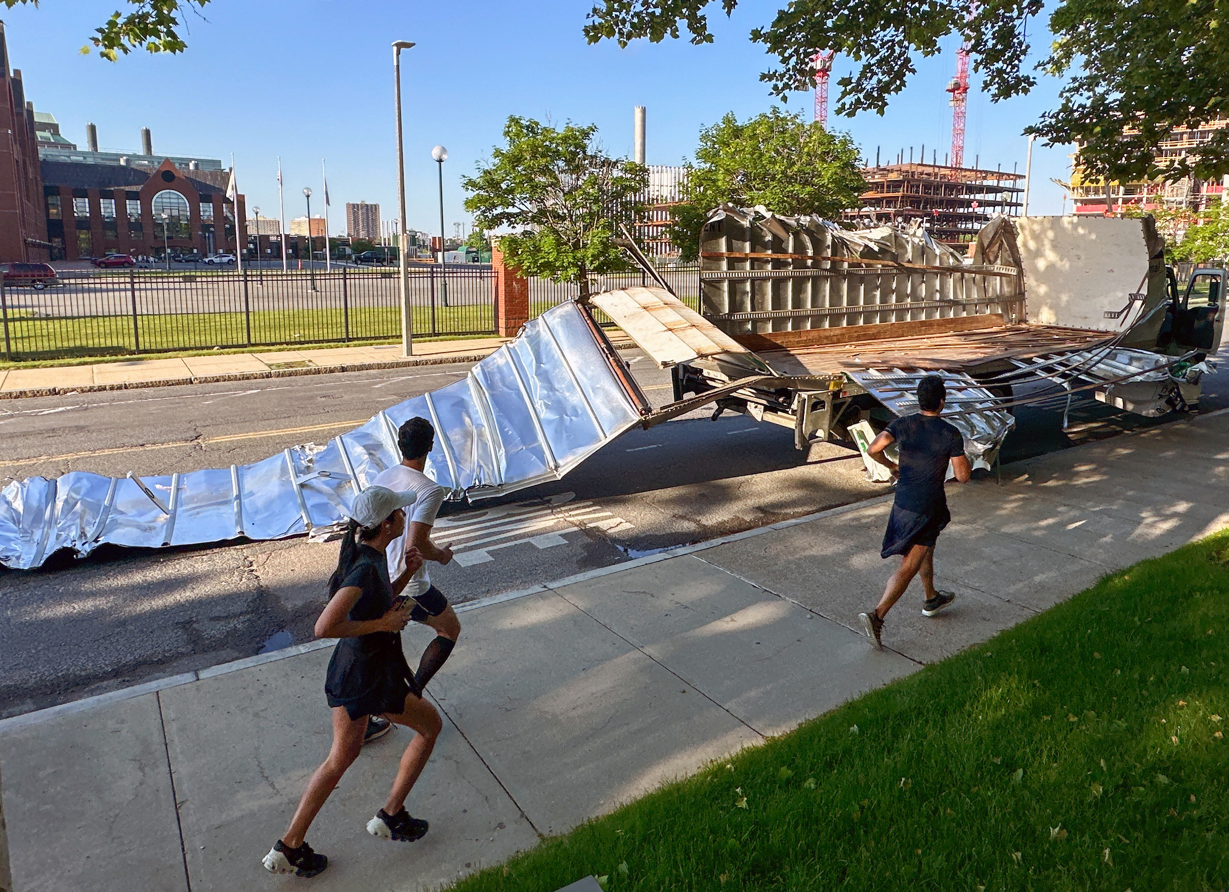 June 4, 2024: A bridge strike on Boston’s Soldiers Field Road caused extensive damage to this rental truck.