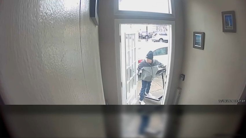 Police say the man pictured above stole a package from the porch of a South Boston home Monday morning.