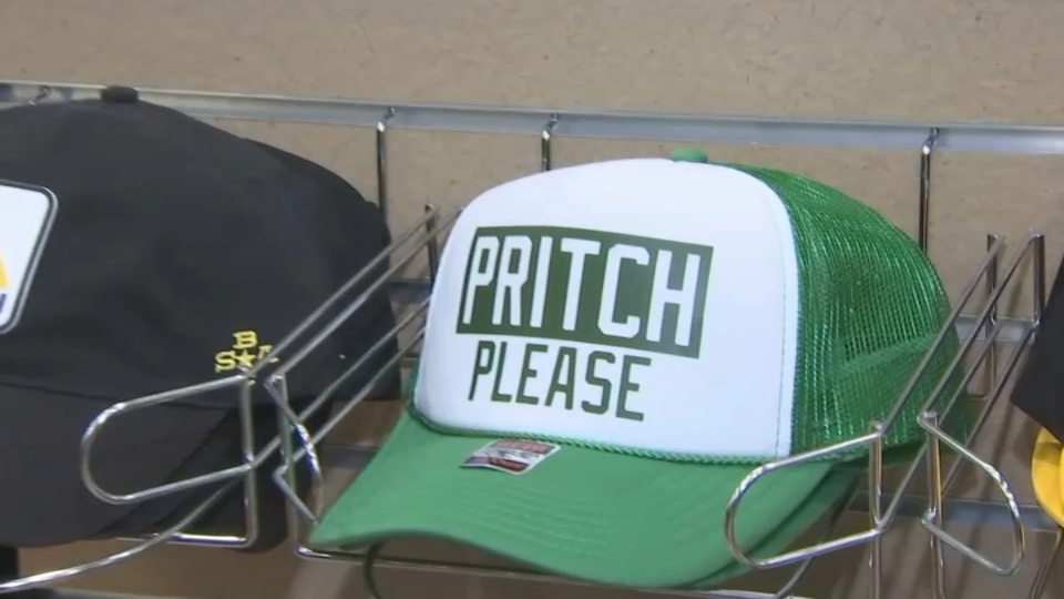 A Pritch Please cap at the I Love Boston Sports story in Braintree