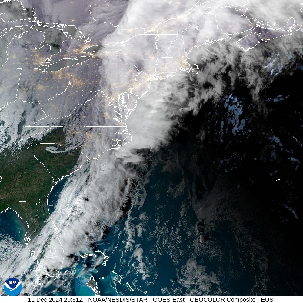 A satellite image showing a storm hitting the U.S. Northeast on Wednesday, Dec. 11, 2024.