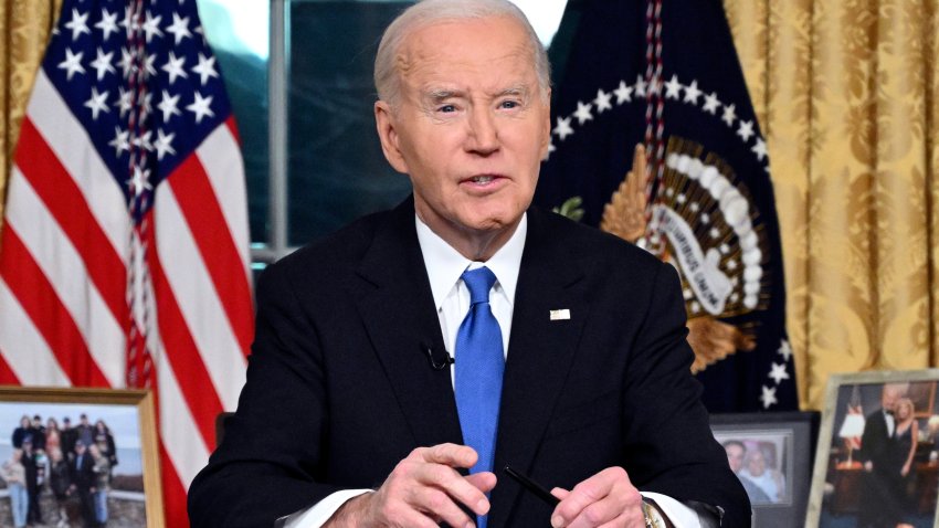 President Joe Biden speaks from the Oval Office of the White House as he gives his farewell address Wednesday, Jan. 15, 2025, in Washington.