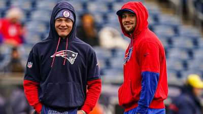 Patriots quarterback Drake Maye and Josh Allen