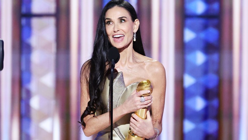 Demi Moore wins Best Performance by a Female Actor in a Motion Picture  Musical or Comedy during the 82nd Annual Golden Globes held at The Beverly Hilton on January 05, 2025 in Beverly Hills, California. (Photo by Rich Polk/GG2025/Penske Media via Getty Images)