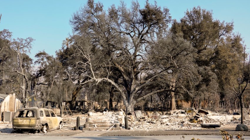 A destroyed property in the aftermath of the Eaton Fire in Altadena, California, US, on Saturday, Jan. 11, 2025. Firefighters are making some progress on controlling the deadly blazes that have scorched Los Angeles, as the toll of destruction rises with entire neighborhoods reduced to ash. Photographer: Kyle Grillot/Bloomberg via Getty Images