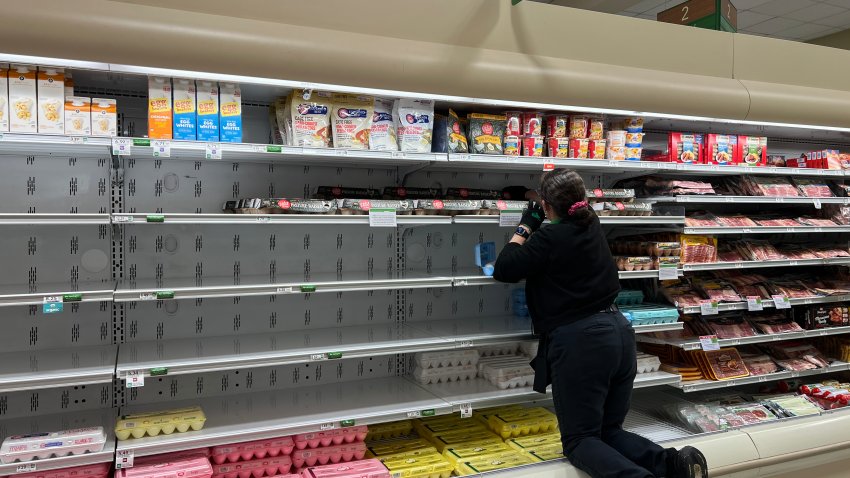 Empty grocery store shelves