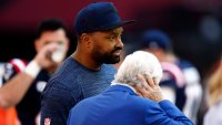 Patriots head coach Jerod Mayo and team owner Robert Kraft