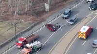 A police chase ended in a crash in Brockton, Massachusetts, on Friday.