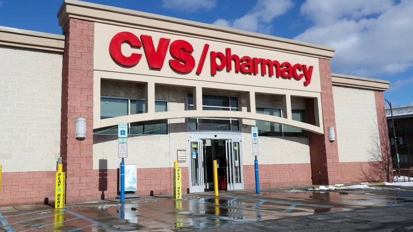 An exterior view of a CVS pharmacy in Danville, Pennsylvania.