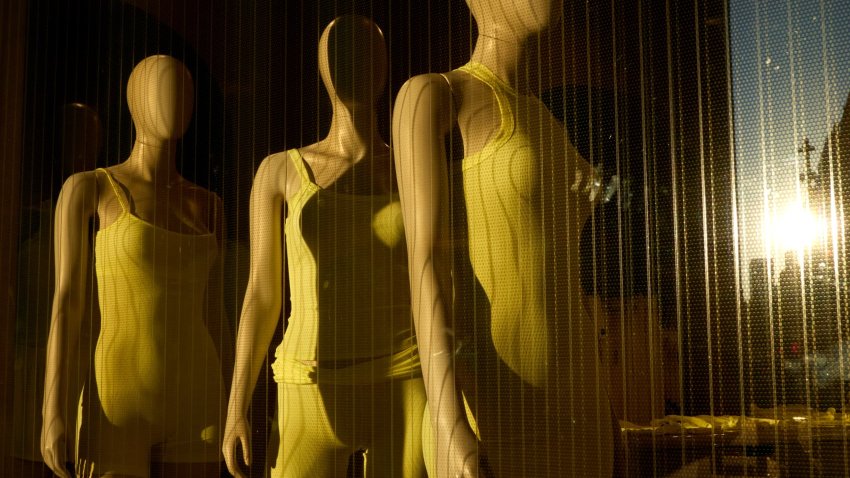 Mannequins displaying shapewear at a Skims pop-up shop at the Nordstrom flagship store in New York, US, on Sunday, June 9, 2024. 