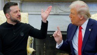 U.S. President Donald Trump meets with Ukrainian President Volodymyr Zelenskyy at the White House in Washington, D.C., U.S., Feb. 28, 2025.
