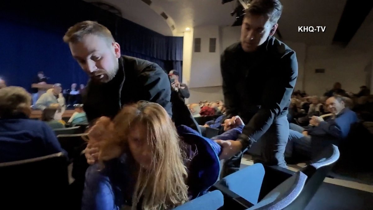 Woman dragged out of Idaho town hall – NBC Boston